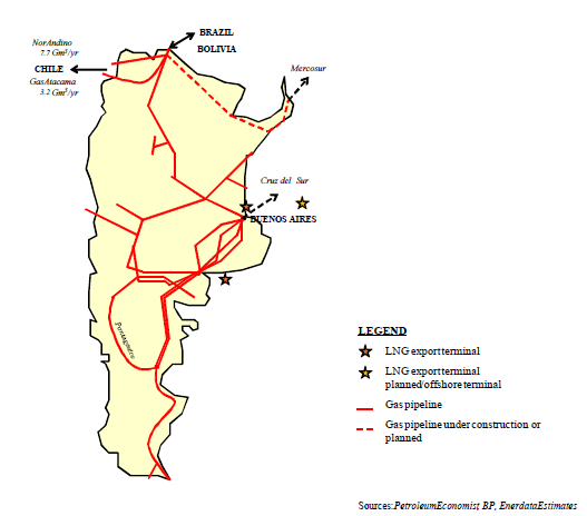 Argentina gas supply map
