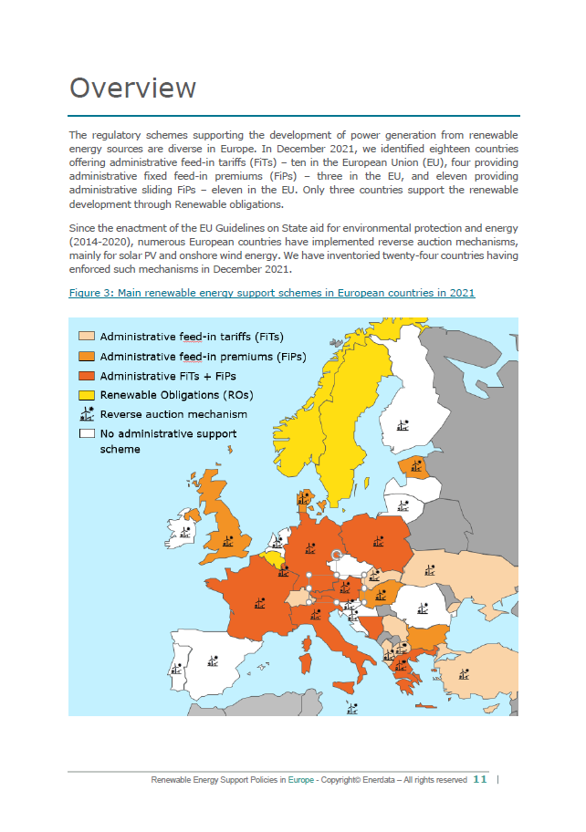 Renewable Energy Support Policies in Europe - Overview